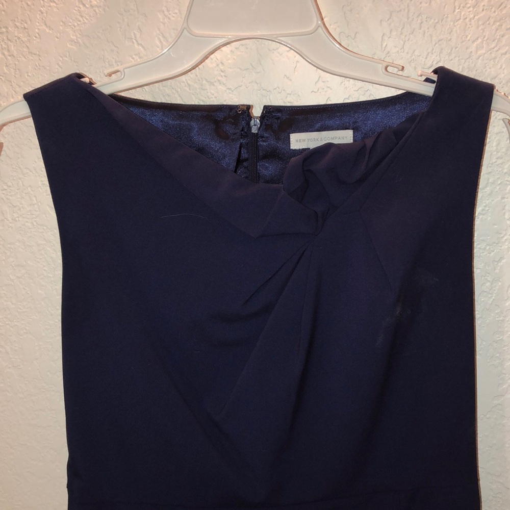 Navy blue sheath dress with origami detail